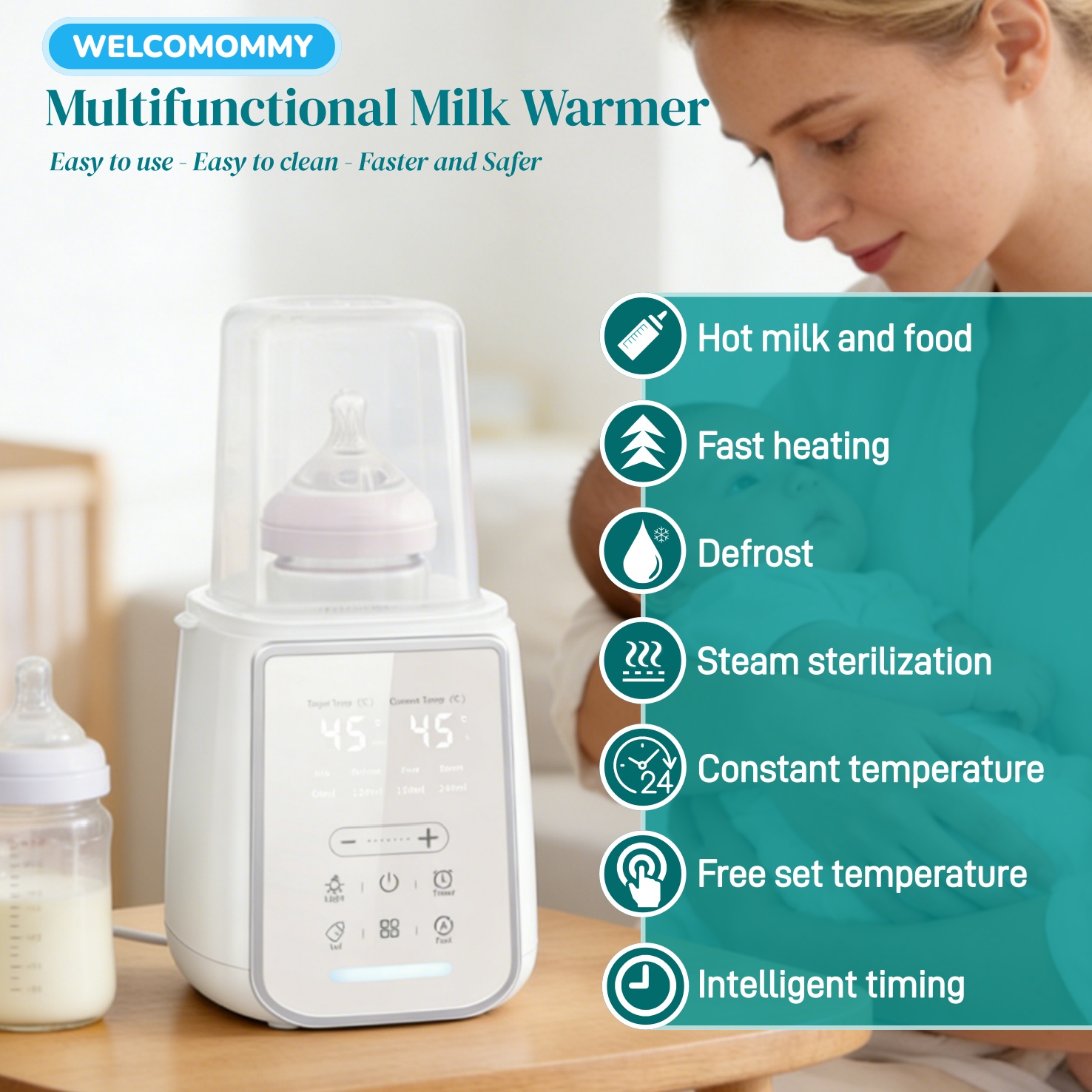 Baby Food Warmer - 8In1 biberon chauffe-lait maternel stérilisateur multifonction
